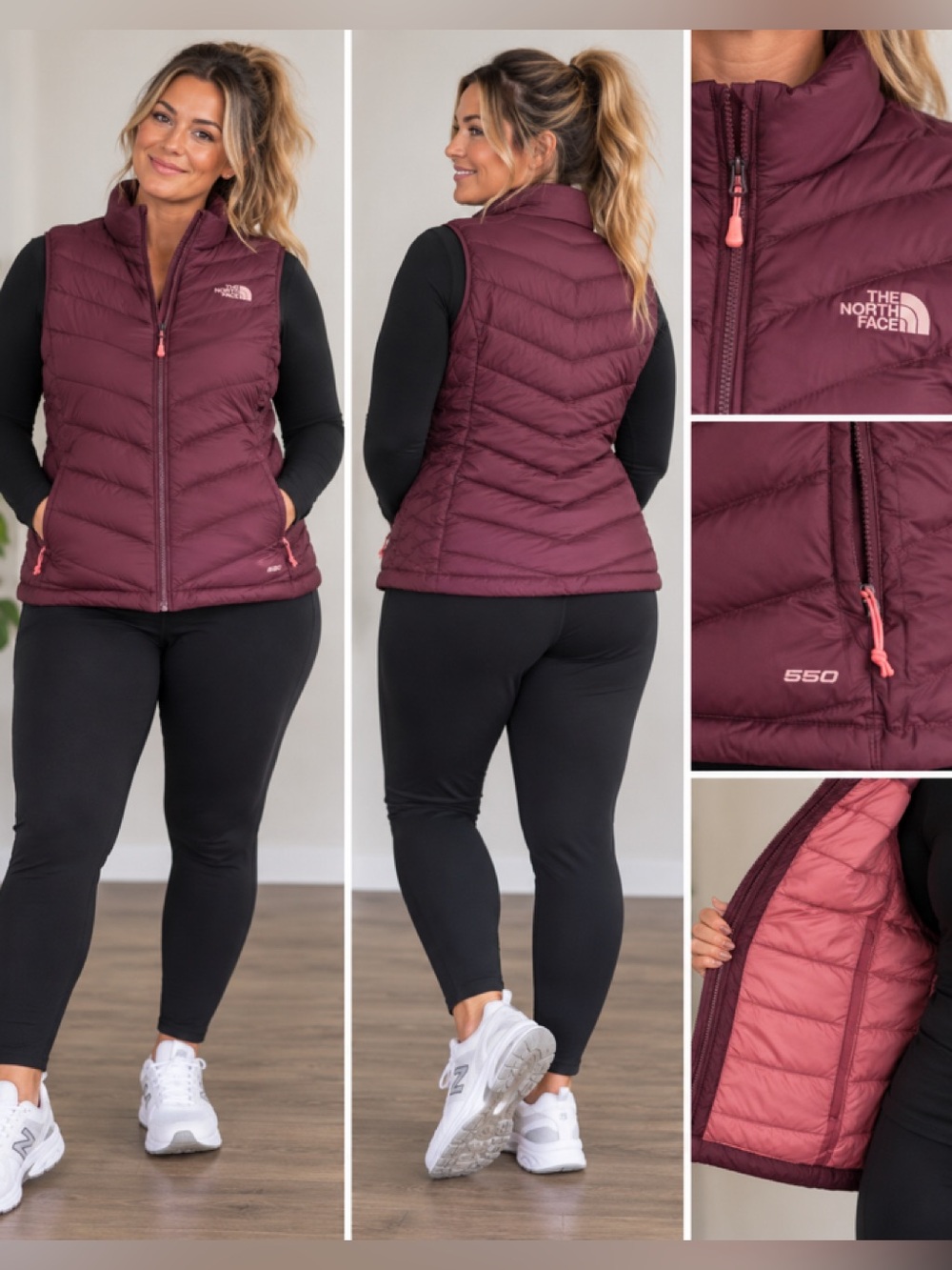 The North Face Women's large  Maroon Quilted 550 Down Vest
